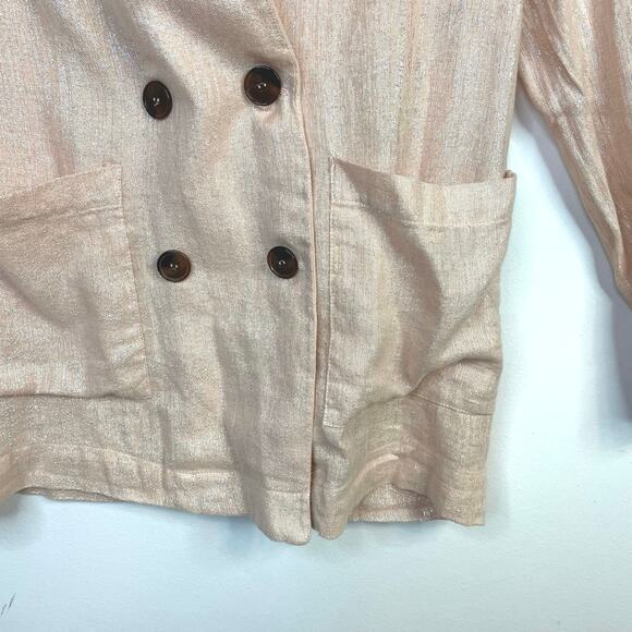 Amadi Kaye Linen Blend Metallic Oversized Unstructured Blazer Jacket Anthro XS - Picture 5 of 15